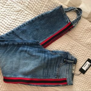 Siwy Red & Black Stripe Stirrup Skinny Jeans NWT
